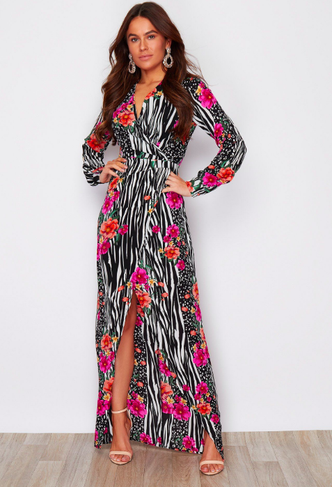 Zebra floral Split Maxi Dress – Ivy B